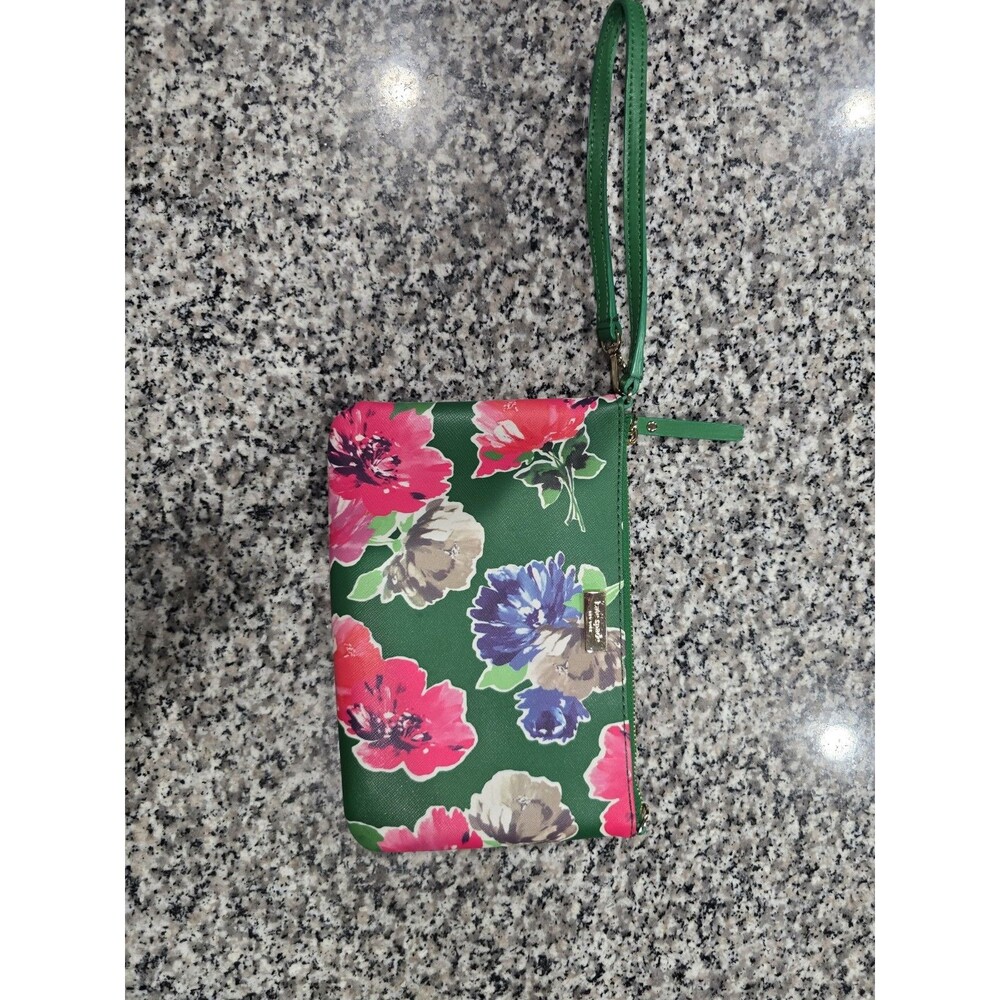 KATE SPADE Spring Bloom Floral Green Clutch Wallet Wristlet